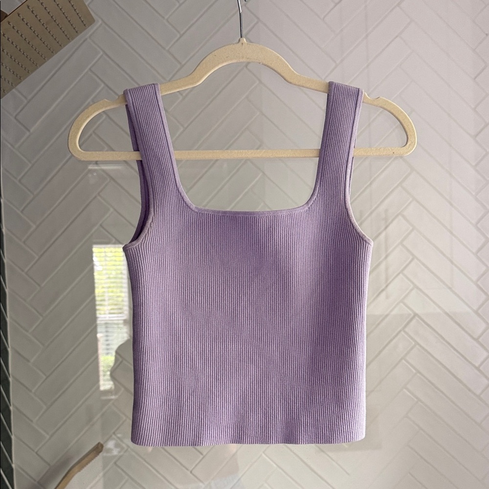 Reformation Lilac Square Neck Ribbed Tank Top - Women